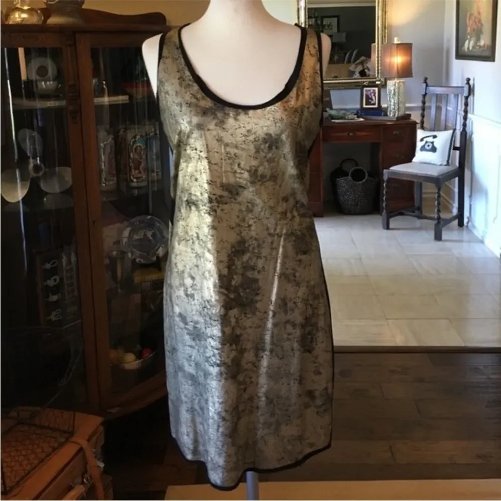 NWT Tory Burch Aventurine metallic gold foil sleeveless dress